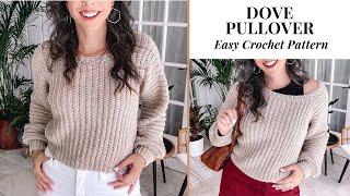 Dove Pullover Easy Crochet Pattern, Size-Inclusive xs-5x, Only 2 Seams!