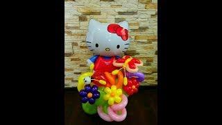 как сделать ХЕЛЛО КИТТИ из воздушных шаров/ how to make a HELLO KITTY balloon, Hello kitty balloon