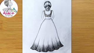 How to draw a girl with lehenga / girl drawing / how to draw a girl in beautiful traditional dress