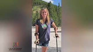 The beautiful amputee woman challenges the disability with one leg and crutches #amputee