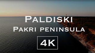 Paldiski. Sunset. Pakri peninsula. 4K - Aerial drone footage