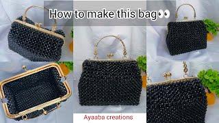 how to make the trendy beaded clutch/bag with a metal frame// beaded bag tutorial for beginners//DIY