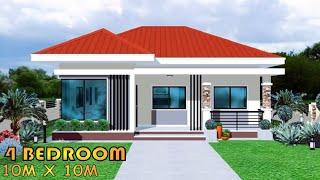 100 SQM | BUNGALOW HOUSE DESIGN IDEA | 4 BEDROOM | 2 T&B | SIMPLE HOUSE DESIGN | BAHAY