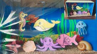 Aquarium for School Project | Diy /| 3D CRAFT \How To Make an Aqarium Box | DIY art & craft videos