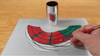 Rubik's Cube Anamorphosis - 3D Trick Art on Paper