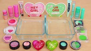 Valentine's Day Slimes - Mixing Makeup Eyeshadow Into Slime ASMR