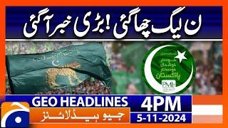 Maryam Nawaz - PMLN in Action  | Geo News 4 PM Headlines (Nov 5, 2024)