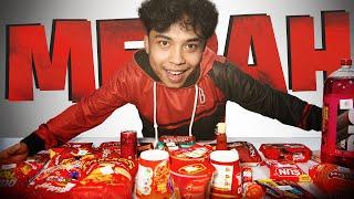 Aku Challenge Anak BRUTAL Seharian Makan Serba Merah!!