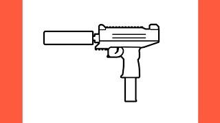 How to draw MICRO UZI submachine gun from PUBG easy / drawing micro uzi smg step by step