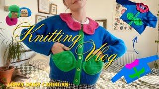 my funkiest knit yet | crazy daisy cardigan knitting vlog