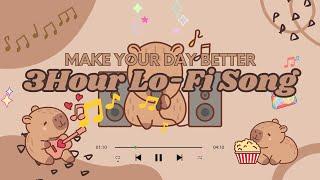 Capybara Lo-Fi ₍ᐢ•(ܫ)•ᐢ₎  3 Hour Cafe Lo-Fi  Cute & Relaxing Music  Make Your Day Better 