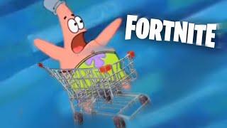 Patrick Star Rides The Shopping Cart From Fortnite