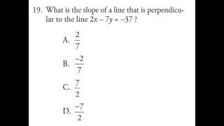 GED Practice - Find slope of line in slope intercept form.