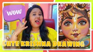 How to make cute krishna drawing with oil pastel , krishna drawing, cute krishna, oil pastel