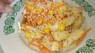 Салат с кукурузой, корейской морковью и курицей Salad with corn, Korean carrots and chicken