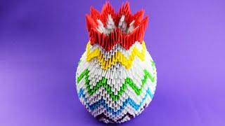 How to make paper vase origami 3D. Tutorial DIY