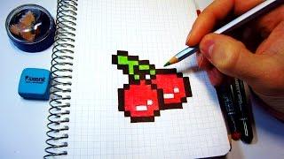 Рисуем по клеточкам - ВИШЕНКИ поэтапно / How to draw - CHERRY step by step | Minecraft Pixel Art