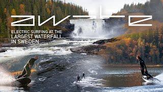 ELECTRIC SURFING AT THE LARGEST WATERFALL IN SWEDEN ️