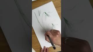 Painting snowdrops in mixed technique with pencil and watercolor #100daysproject #sketching #art