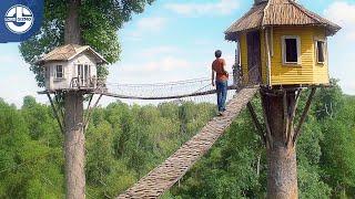 Woman Builds The Most Beautiful Tree house Villa WITH Pool and Kitchen House @SurvivalBuild