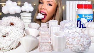 ASMR WHITE FOOD, CHOCOLATE COVERED OREOS, MARSHMALLOW FLUFF, COCONUT DESSERT, MUKBANG 먹방 HUNNIBEE