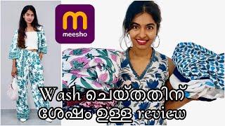 From ₹290 to ₹500  Meesho everyday cotton Kurtha Pants set Review after washing ||Asvi Malayalam