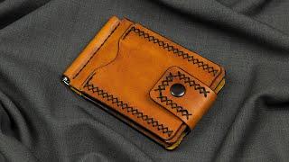 Кошелёк из кожи своими руками. Зажим для денег / Silmple leather wallet handmade leathercraft