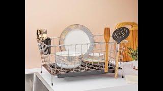 Amazon Brand Solimo Stainless Steel Dish Drainer + Cutlery Stand for Kitchen Utensils