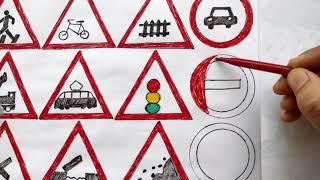 bolalar uchun yo'l belgilarini rasmini chizish /Drawing a picture of road signs for children/рисован