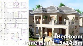 Villa Design Idea 10.5m x14.5m Free Autocad Sketchup