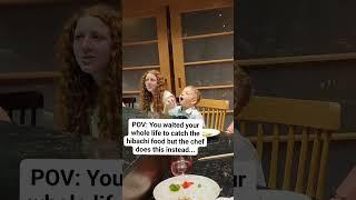 He waited his whole life, and this happened. Poor kid. #hibachi #dinner #family #funny #funnyshorts