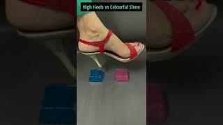 Experiment High Heels vs Colourful Slimes | Crushing Crunchy & Soft Things by Shoes #Shorts