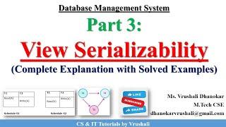 DBMS 29: Part 3: View Serializability with Example | Transections | DBMS Full Course