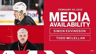 Simon Edvinsson, Todd McLellan Morning Skate Media @ MIN | Feb. 25, 2025