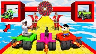 SHINCHAN AND FRANKLIN TRIED THE IMPOSSIBLE SANTA RING JUMP PARKOUR CHALLENGE GTA 5