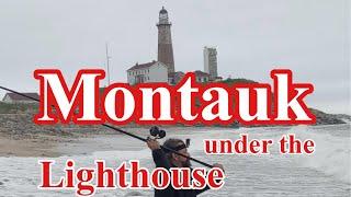 Montauk NY Surf Fishing Action - What's It Like Surf Fishing Under the Lighthouse 2024