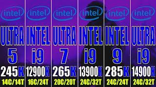 i9 12900K vs U5 245K vs i9 13900K vs U7 265K vs i9 14900K vs U9 285K || PC GAMES TEST ||