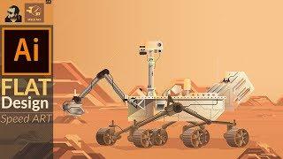 Mars Rover Curiosity | Flat Design | Speed Art