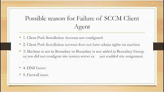 Possible reasons for failure of SCCM Client Agent and How to troubleshoot Harender Jangra