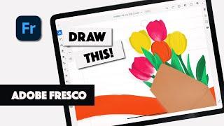 ADOBE FRESCO | Easy oil paint Tulips Bouquet