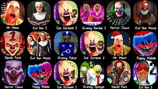 Mr Meat, Ice Scream 2, Granny Barbie, Poppy Mobile, Ice Scream 3, Evil Nun 2, Granny 3, Ice Scream 1