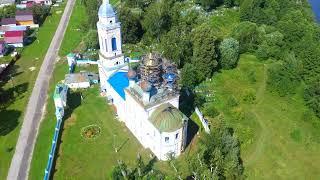 Село Усолье на реке Уводь с высоты. Владимирская область