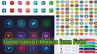 Social Icons Download In Png Eps Svg Files |English| Hindi |Photoshop Tutorial| Mohit Studio 97|Free