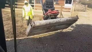 Equestrian construction build , levelling road planings with a grading beam on our #rototilt