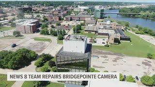 News 8 crews repair BridgePointe cam 180 feet in the air | WQAD