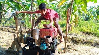 how to missing Start water pump machine is the video। To strong village boy new machine start।