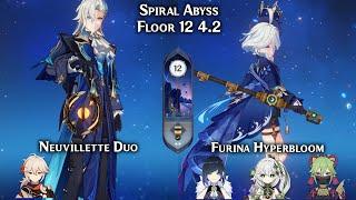 [DUO] Spiral Abyss 4.2! Neuvillette Duo & Furina Hyperbloom | Floor 12 Genshin Impact