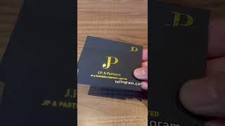  Gold foiled business cards using premium black textured paper (400 GSM paper). Metallic gold foil