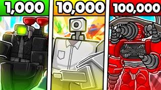  COLLECTED INVENTORY FOR 1,000 / 10,000 / 100,000 GEMS in Toilet Tower Defense!