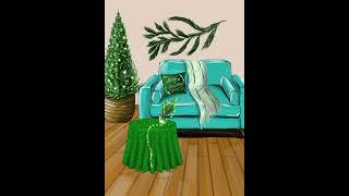 Дизайн новогодней комнаты в программе procreate. #procreate